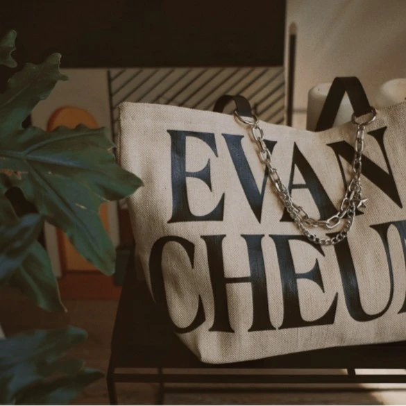 Evana Cheung 亚麻棉大logo手提袋N+36【尽微】