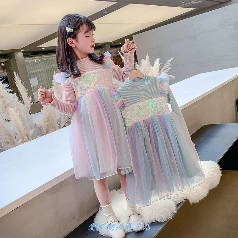 儿童童装艾沙冰雪奇缘秋冬季爱莎公主裙女孩中小童加绒保暖童装连