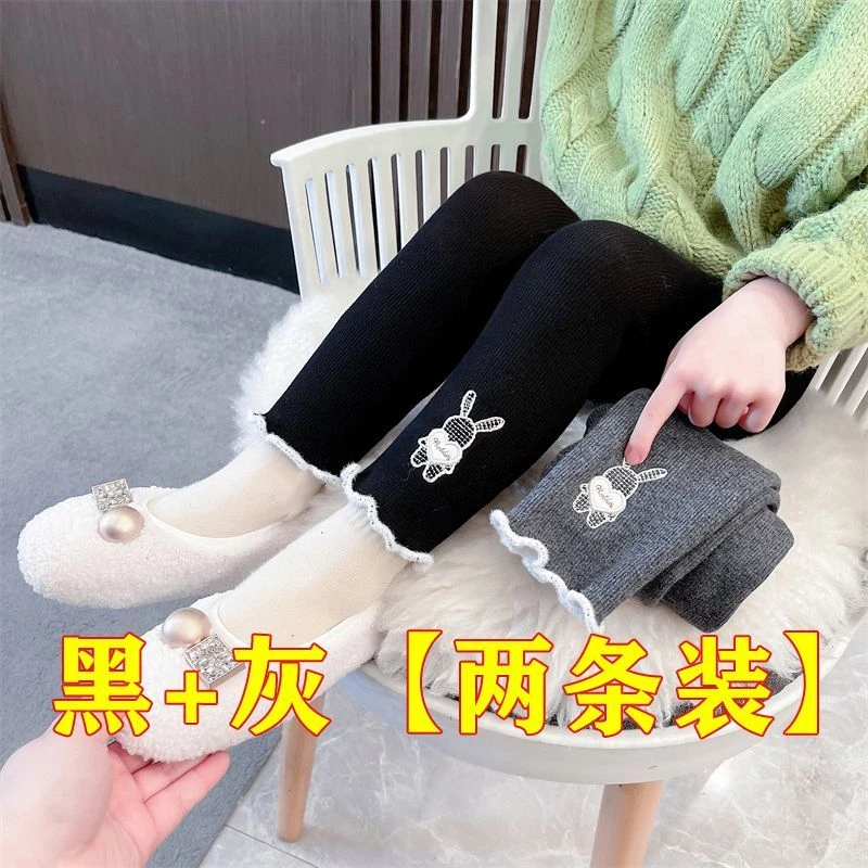 加绒/薄款女童打底裤秋冬季新款女宝宝中小童一体绒儿童