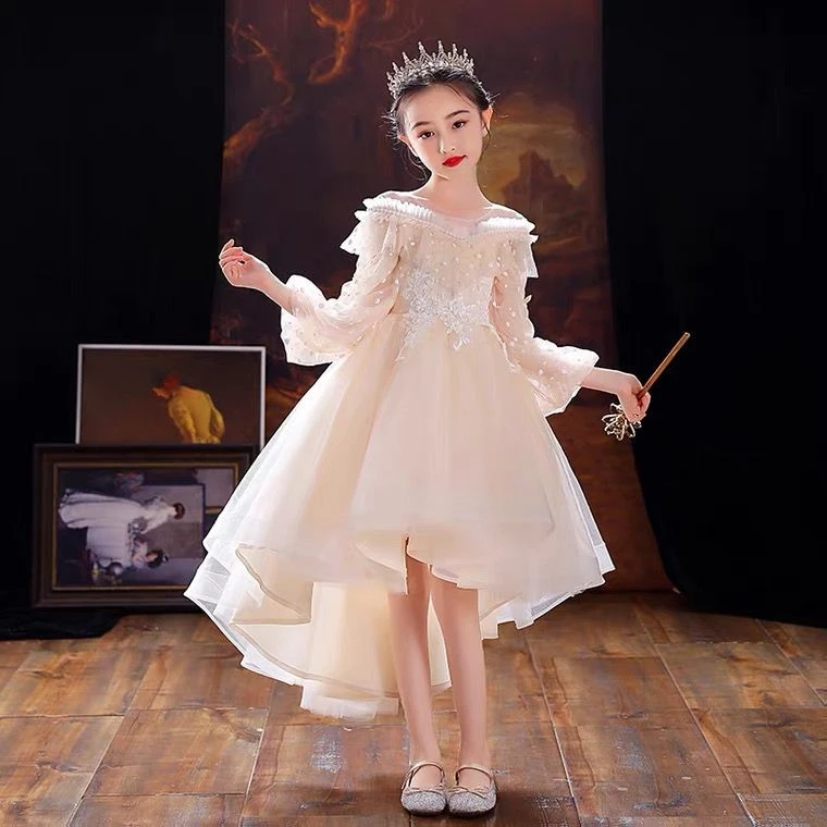 儿童生日礼服主持人花童公主裙春秋小女孩蓬蓬女童钢