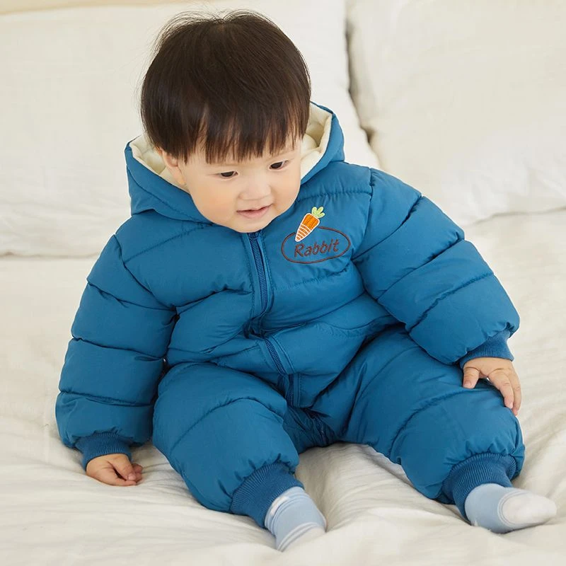 婴幼儿童棉连体爬服新款加绒加厚小宝宝哈衣保暖外出