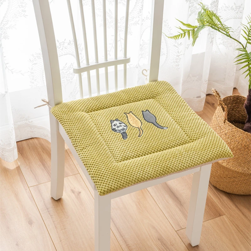 菠萝格绣花简约透气方形椅垫坐垫学生屁垫宿舍家用加绑绳防滑羽宏