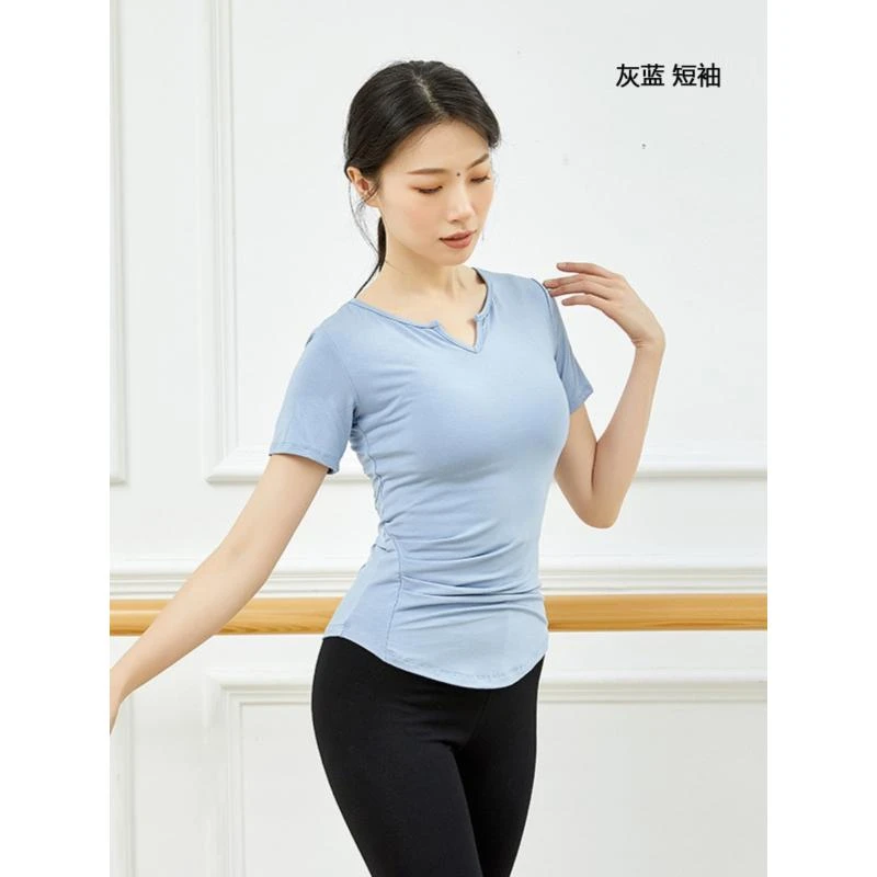 新款瑜伽服短袖t恤上衣外穿跑步女成人现代舞蹈练功服形体训练服