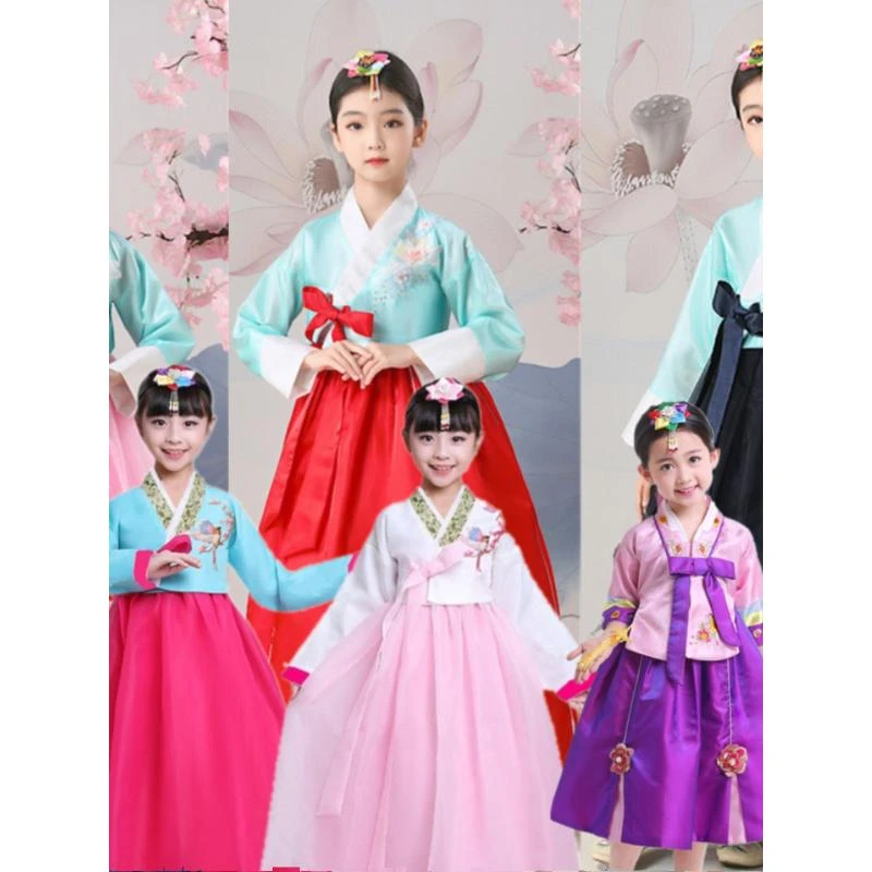 男女童韩服韩国幼儿宝宝朝鲜族舞蹈民族服运动会走秀表演出服写真