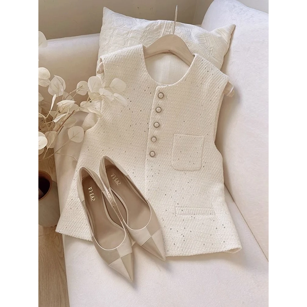 高级感新中式轻熟洋气马夹漂亮法式名媛小香风马甲外套女春秋上衣