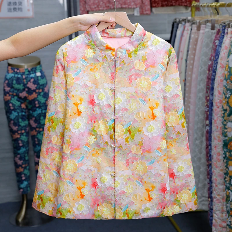 （直播)新款纯棉文艺棉花女士棉衣棉袄秋冬时尚洋气油画风棉服外套