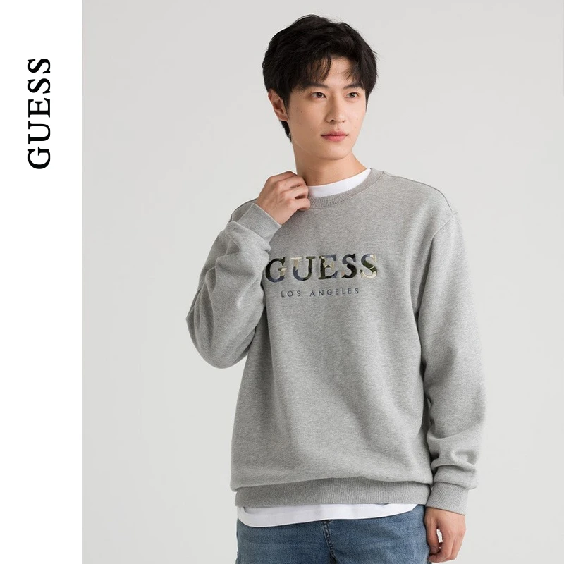 GUESS 时尚纯色男女同款字母LOGO休闲套头卫衣-KL3K5454C