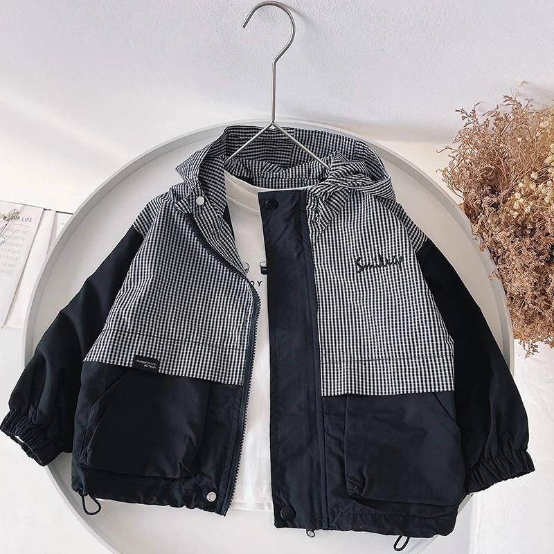 童装男童连帽外套儿童风衣2024秋季新款时尚宝宝上衣男孩宽松洋气