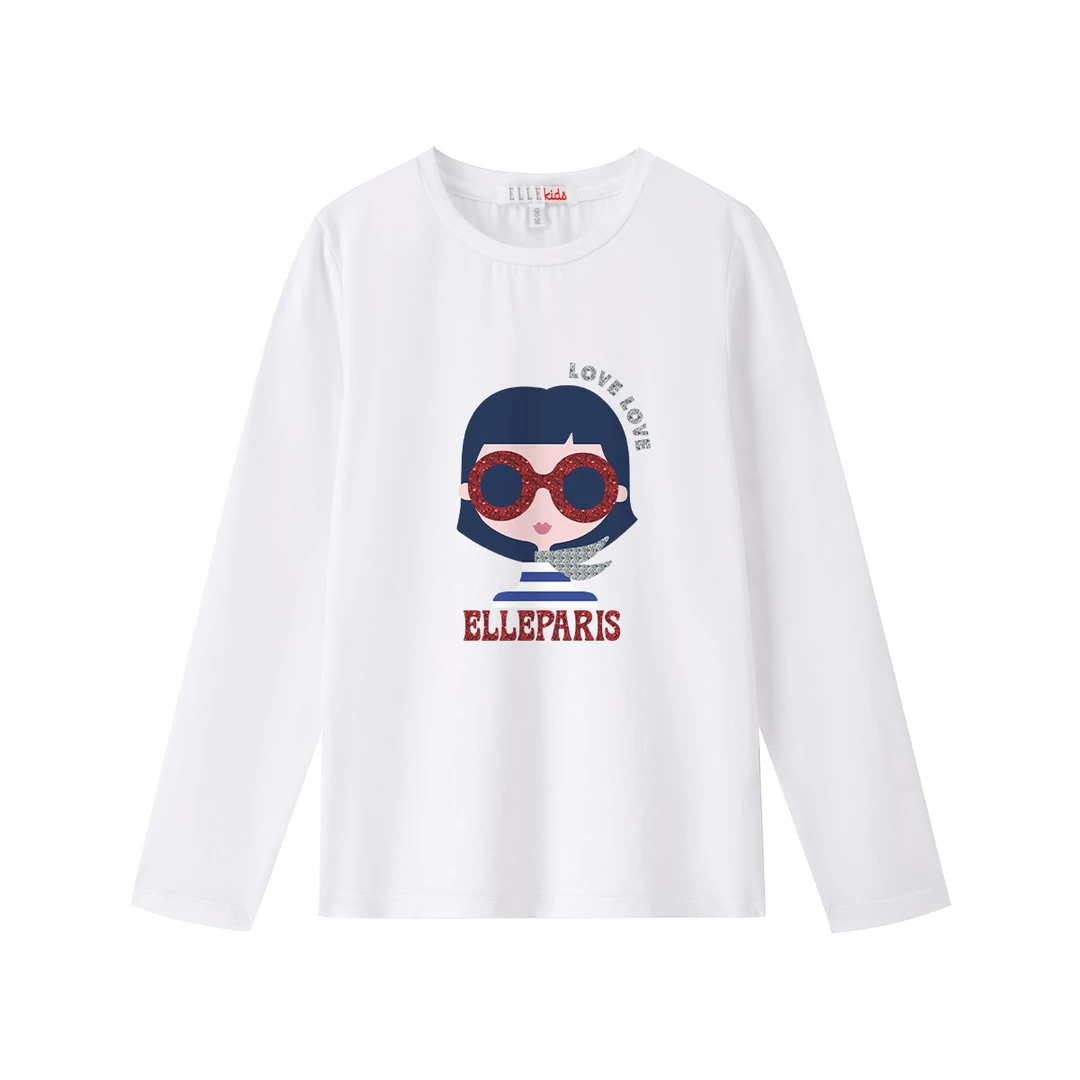 时尚印花秋季儿童长袖圆领T恤中大童休闲春秋套头女童宽松男童