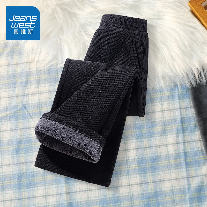 真维斯女童加绒裤子中大童直筒休闲裤爆款2025新款一条过冬的裤子