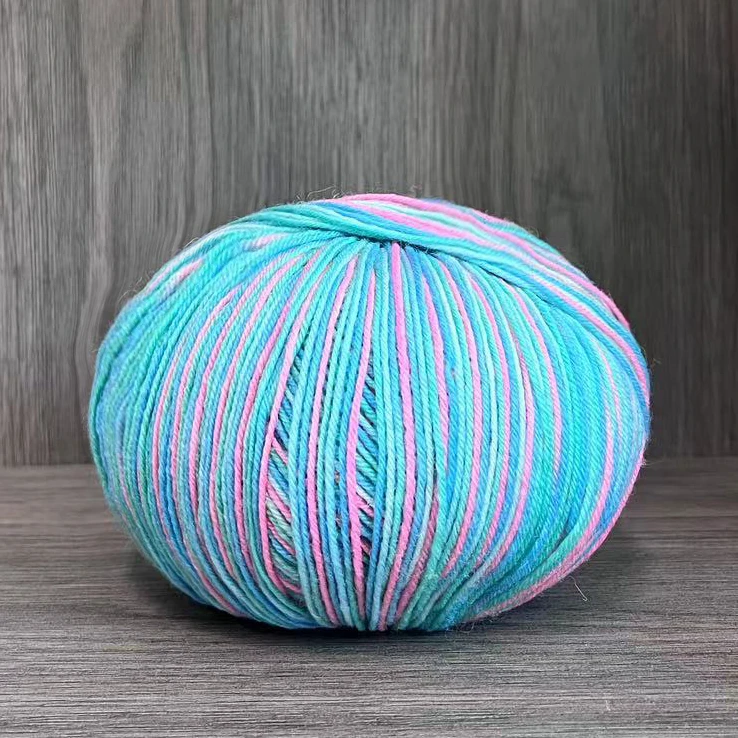 彩色段染100%纯羊毛手工编织线