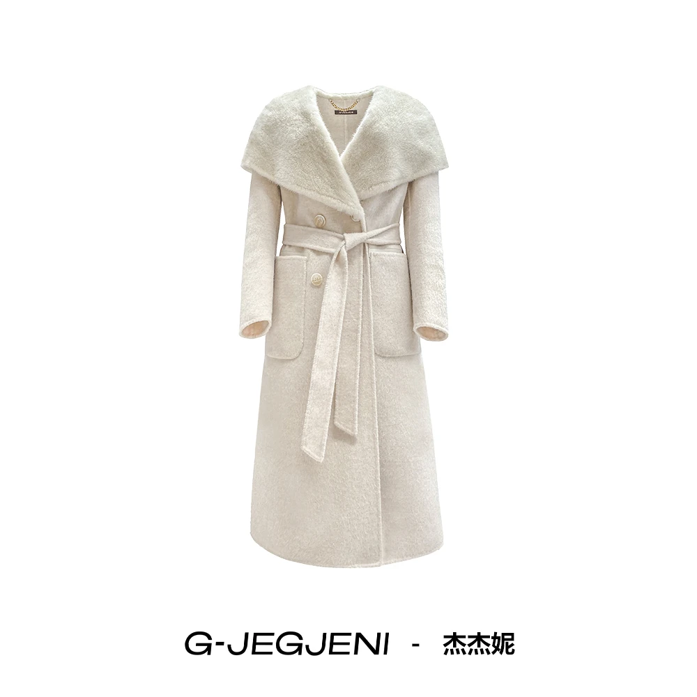 G-JEGJENI《公主日记》23116羊毛时尚大衣秋冬轻奢宽松长款毛呢大衣