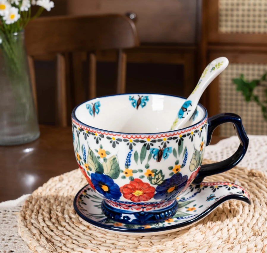 【SILESIA/出口原单】手绘西里西亚（红）-800ml早餐杯