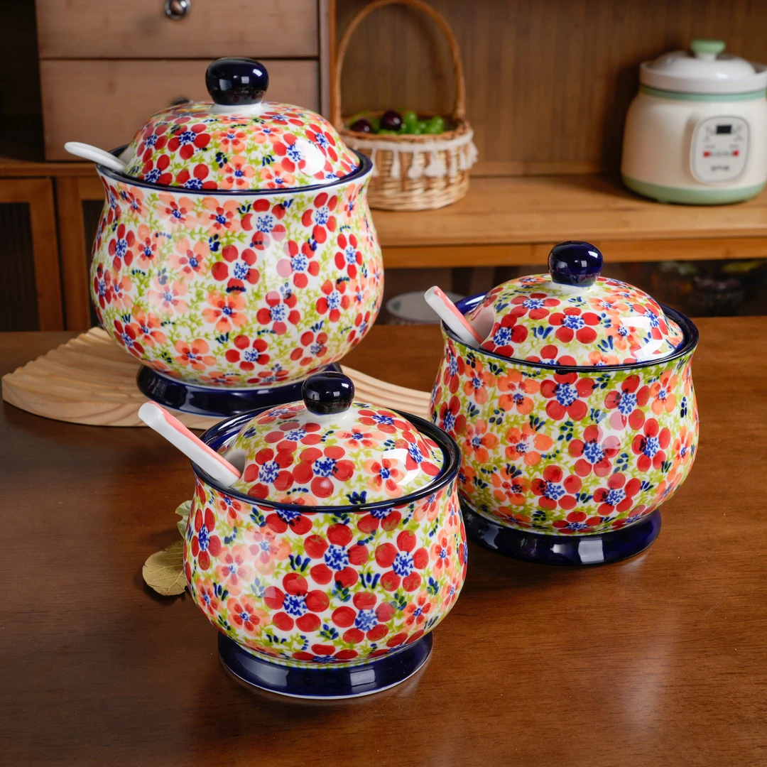 【泡芙专属】西里西亚手绘碧丝粉黛-猪油罐油泼辣子罐