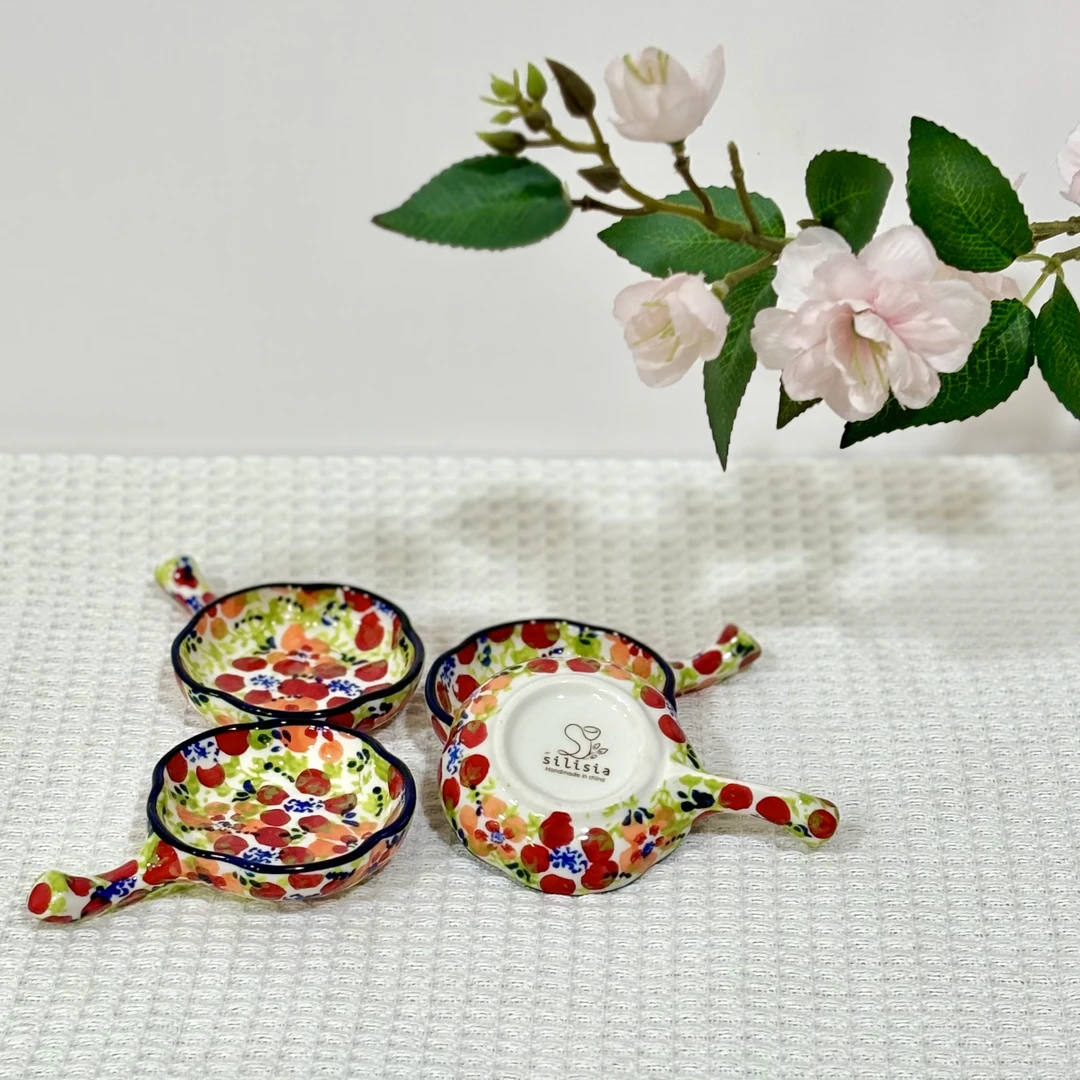 【SILESIA/出口原单】手绘碧丝粉黛-4寸筷架碟四个装