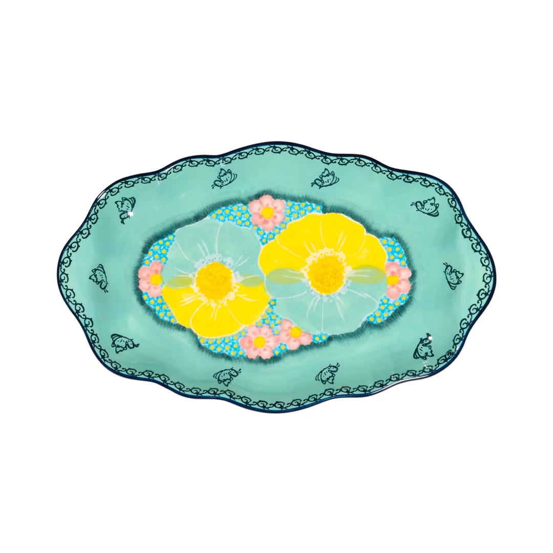 【泡芙专属】西里西亚手绘碧海苍田-13英寸鱼盘