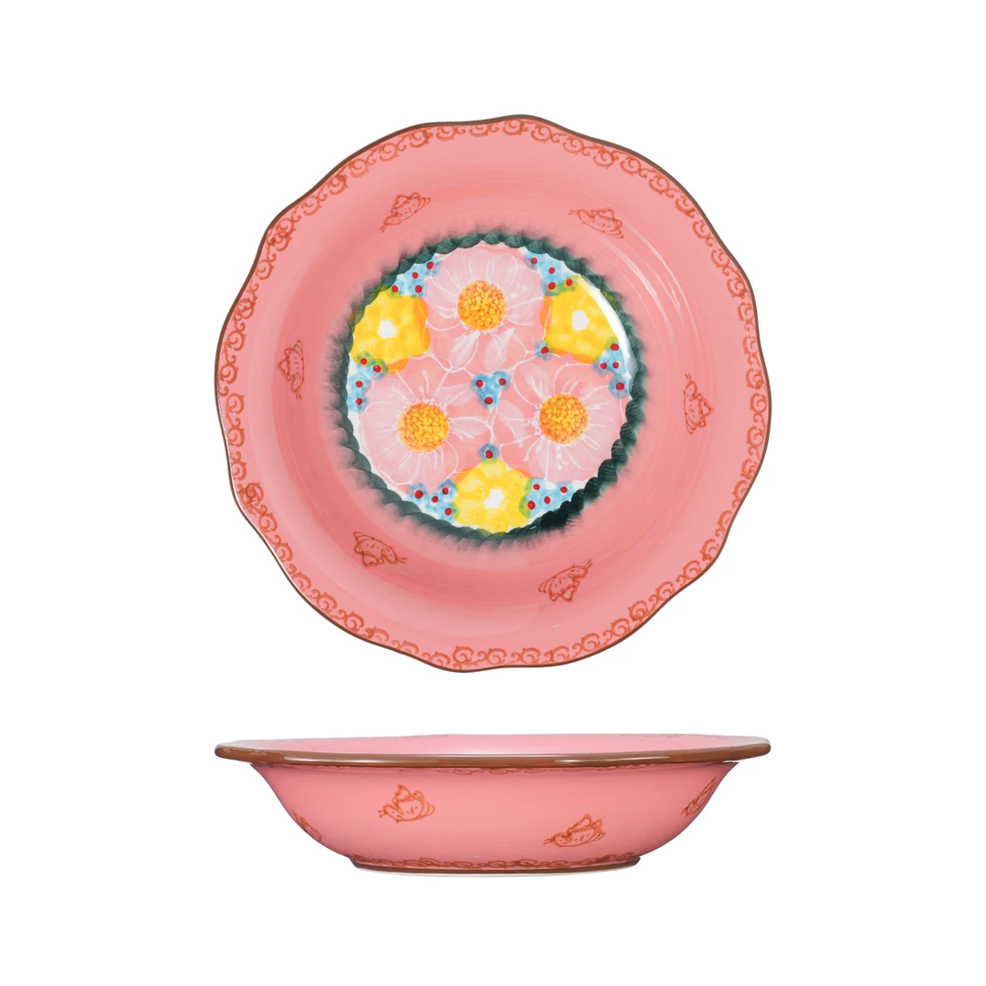 【泡芙专属】西里西亚手绘樱花雪月-8.5英寸草帽盘