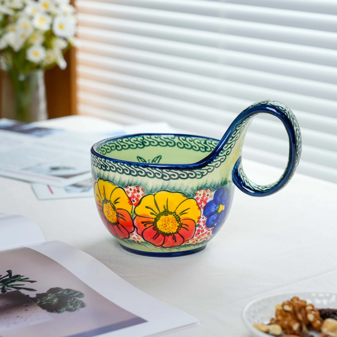 【SILESIA/出口原单】手绘莫妮卡-450ml曲把杯