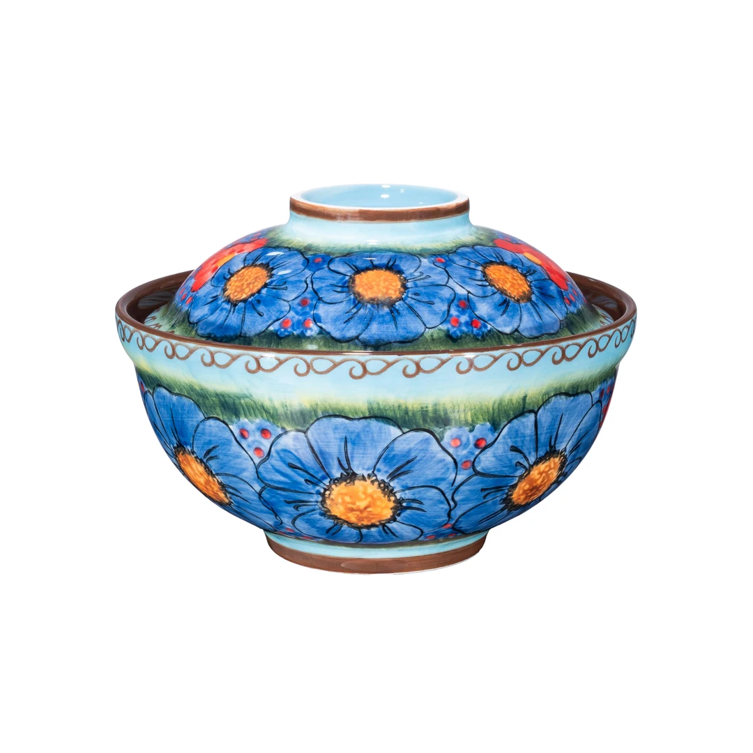 【SILESIA/出口原单】手绘琉璃（蓝）-两用盖碗