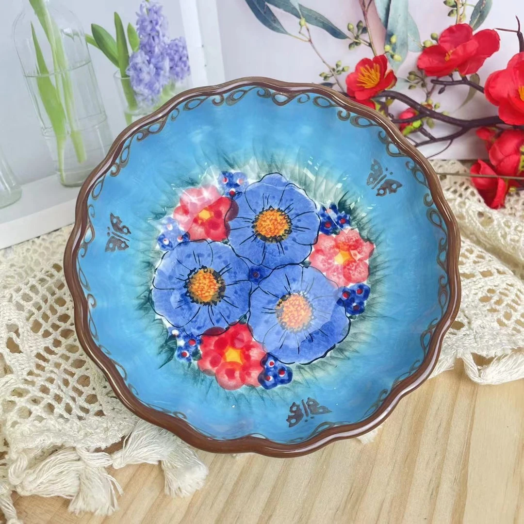 琉璃蓝彩5英寸花边盘