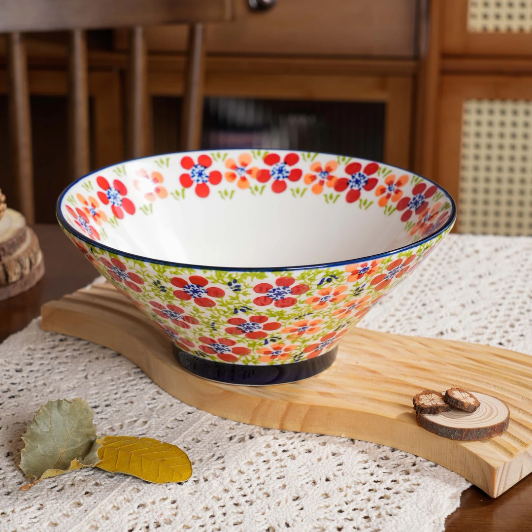 【泡芙专属】西里西亚手绘碧斯粉黛-8英寸斗笠碗