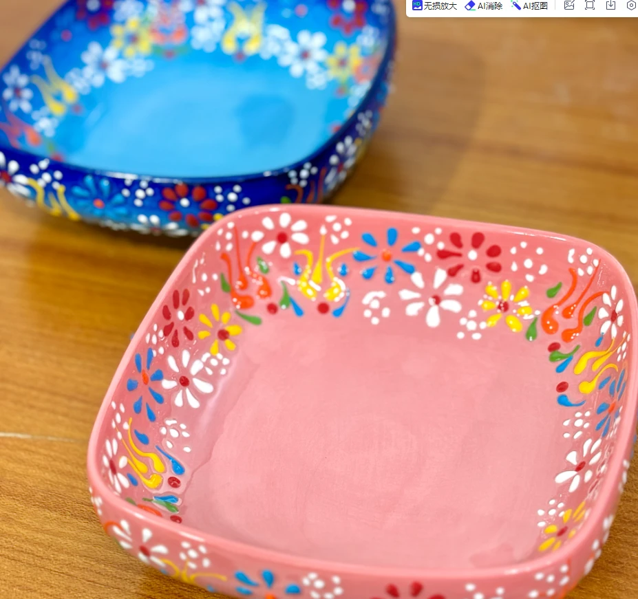 【SILESIA/出口原单】粉玉/蓝云-6英寸四方深碟