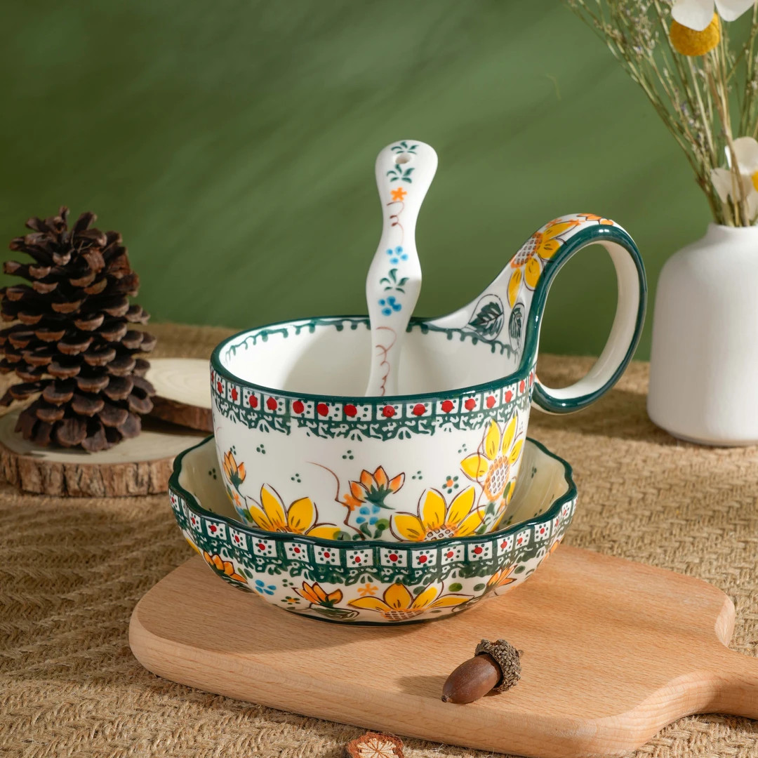 【SILESIA/出口原单】手绘阳春白柳-450ml曲把杯