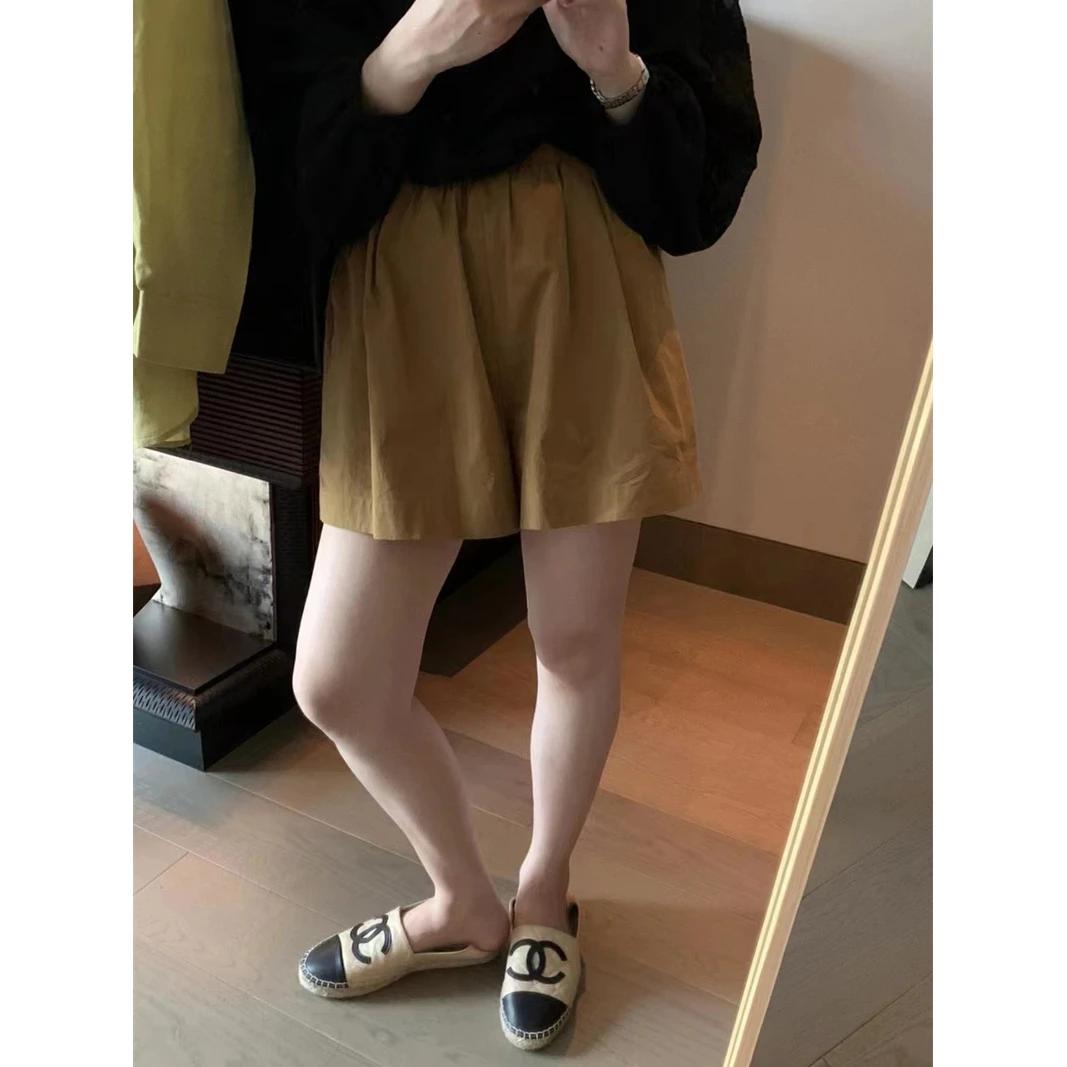 韵之吻黑色女夏季2025新款爆款宽松休闲a字外穿阔腿显瘦高腰短裤