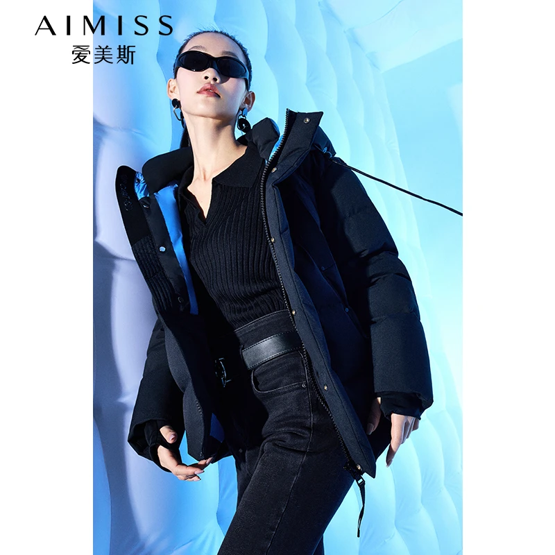 AIMISS/爱美斯撞色系列2023极寒短款户外羽绒服保暖A068005