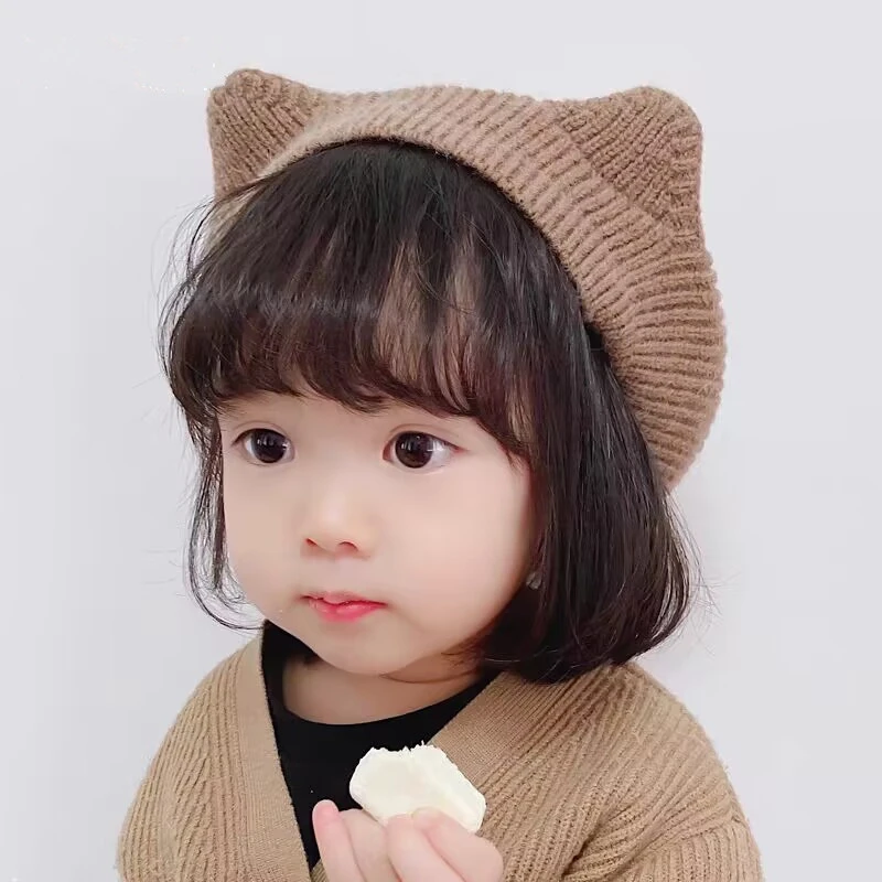 儿童贝雷帽女童帽子秋冬季宝宝毛线帽蓓蕾帽幼儿画家帽小女孩冬款