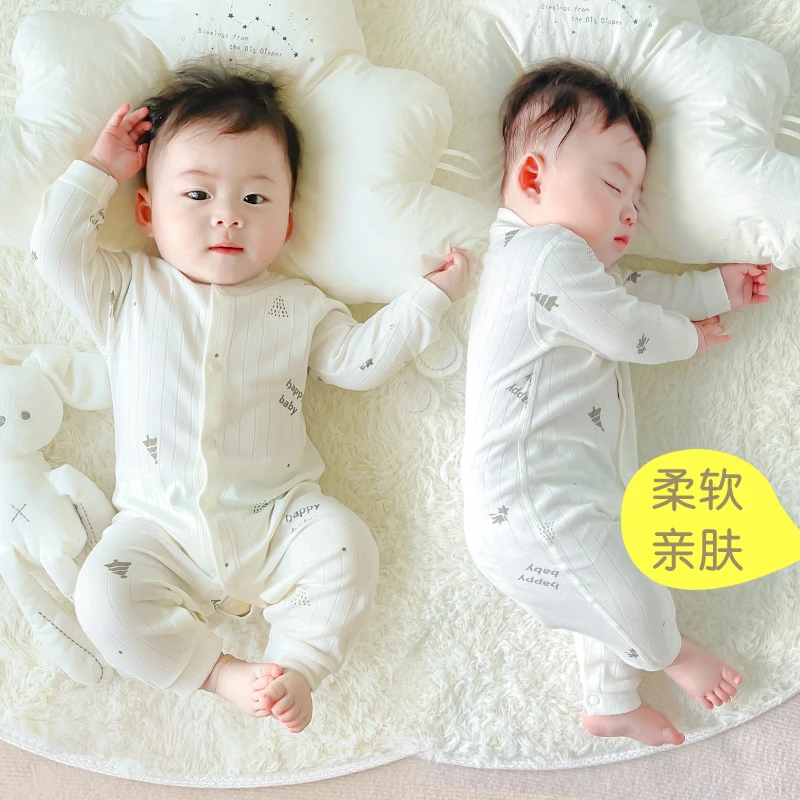 婴儿连体衣新生儿衣服棉纯睡衣春秋夏款套装男女宝宝秋装哈衣爬服