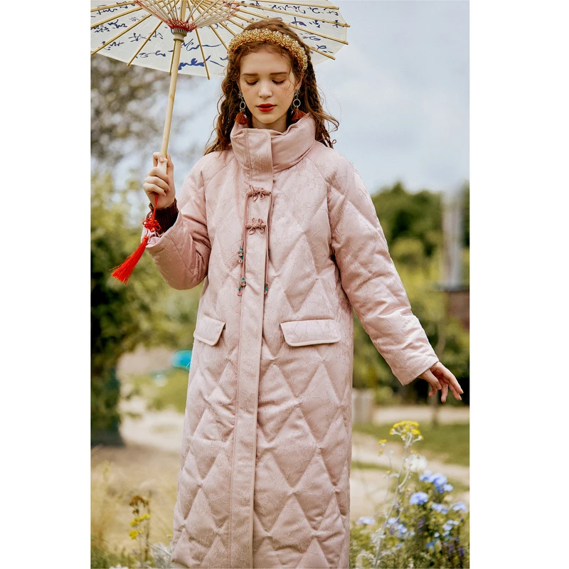 菀草壹冬季龙年保暖防寒粉羽绒服白鸭绒外套Y05801359