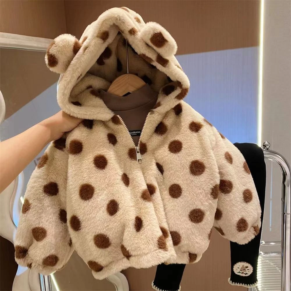 新品巴拉巴拉女童外套冬季加棉加厚新款儿童兔毛加棉外衣女宝宝保