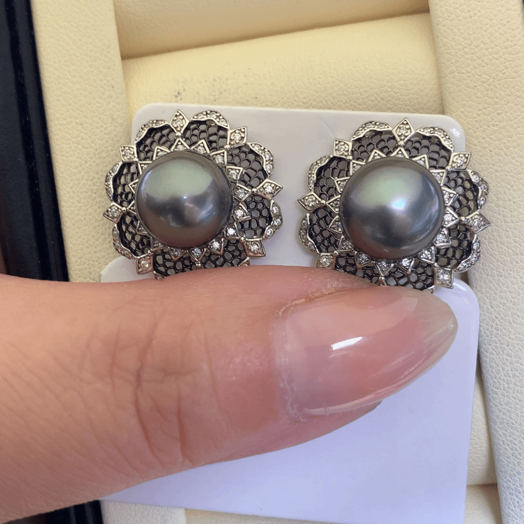 海水珍珠耳饰银S925镶嵌