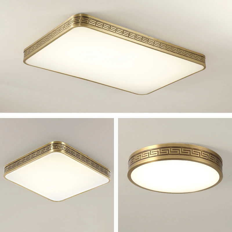 新中式全铜卧室吸顶灯中国风简约圆形客厅过道阳台书房家用灯具