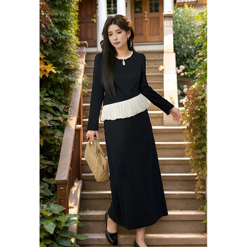 奢姿大码女装2025春季减龄镂空假两件连衣裙胖妹妹荷叶边时尚裙子