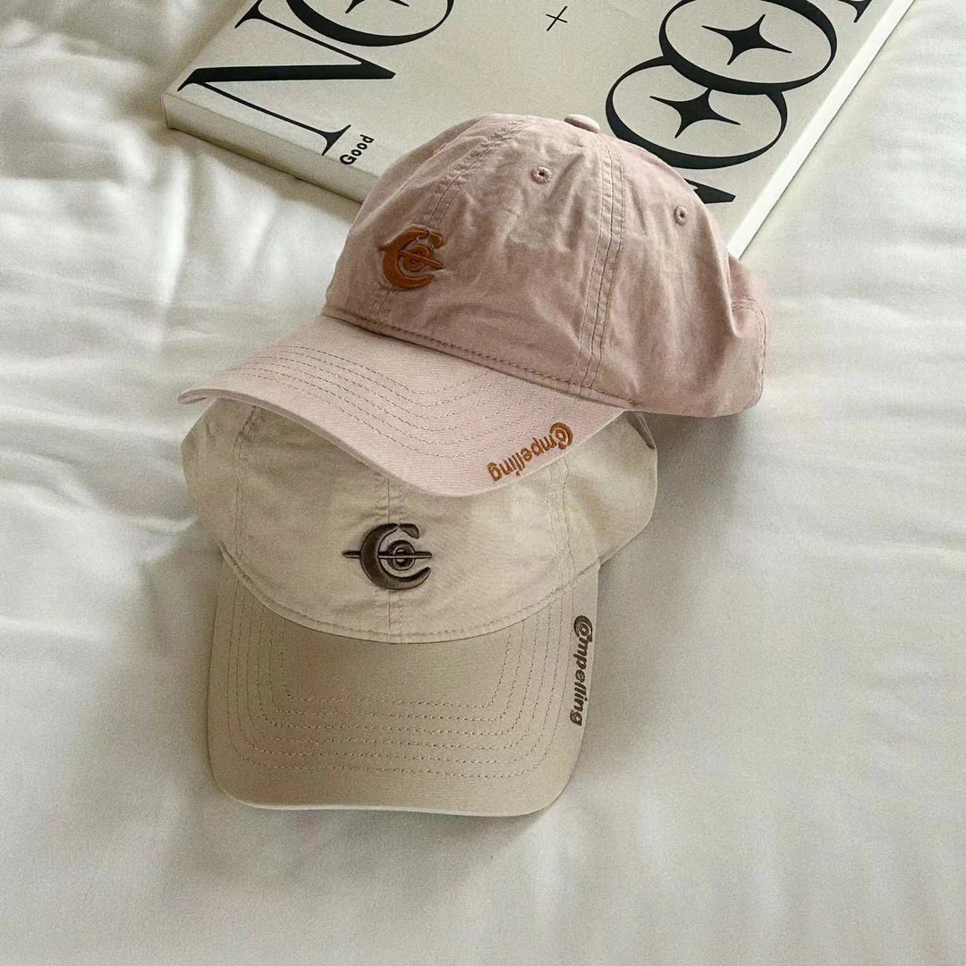 早秋休闲立体刺绣简约水洗鸭舌帽男女大头围深顶棒球帽百搭时尚