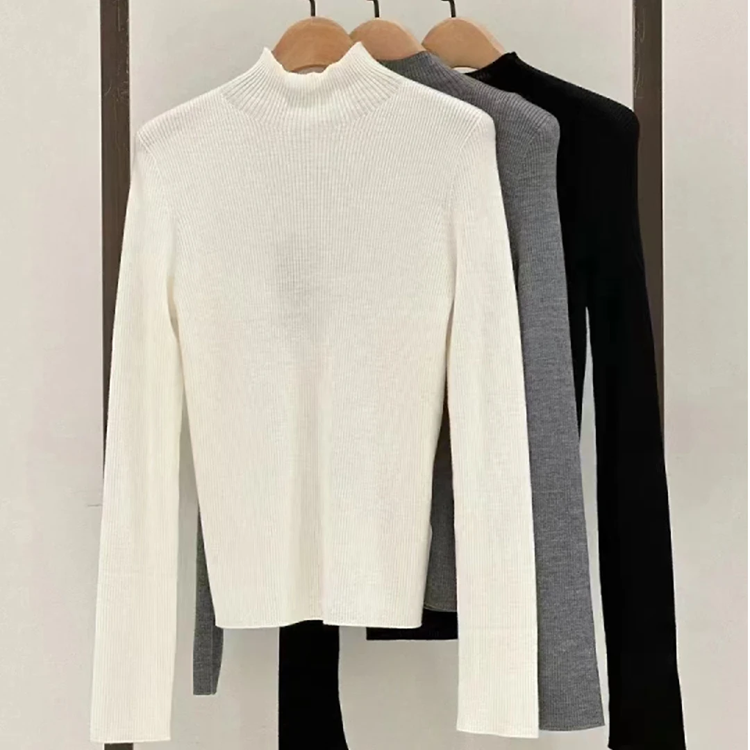 【I家同厂】G0604  无缝美丽奴羊毛罗纹针织衫