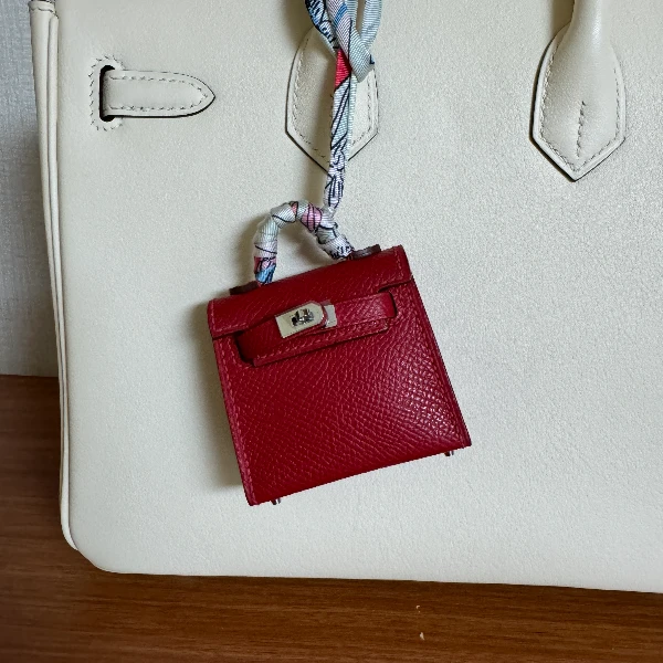 【大萌的店】mini铂金包挂件手工真皮时尚百搭小众牛皮精致轻奢车挂