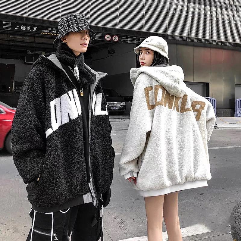 Conklab男女同款两面穿发光羊羔绒外套