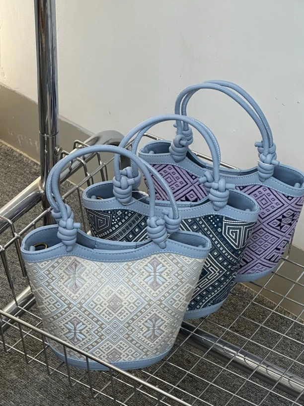 百鸟苗艺壮族壮锦手工菜篮子包