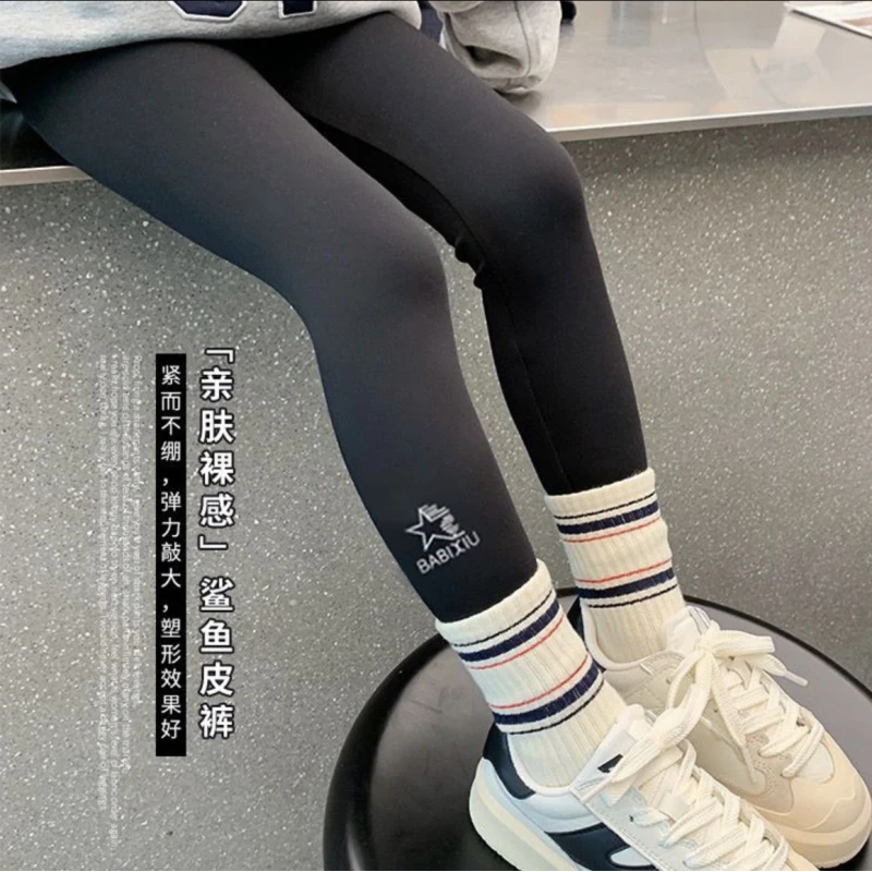 女童鲨鱼裤春秋外穿儿童打底裤中大童黑色弹力瑜伽裤洋气芭比裤子