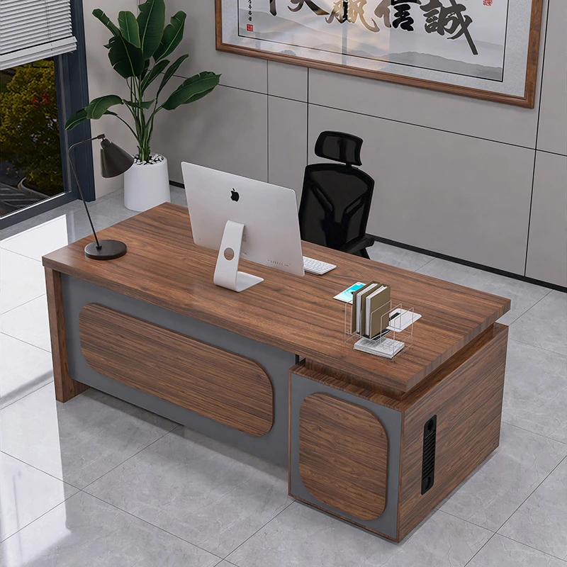 老板办公桌简约现代加厚总裁财务室桌椅组合单双人电脑桌子老板桌
