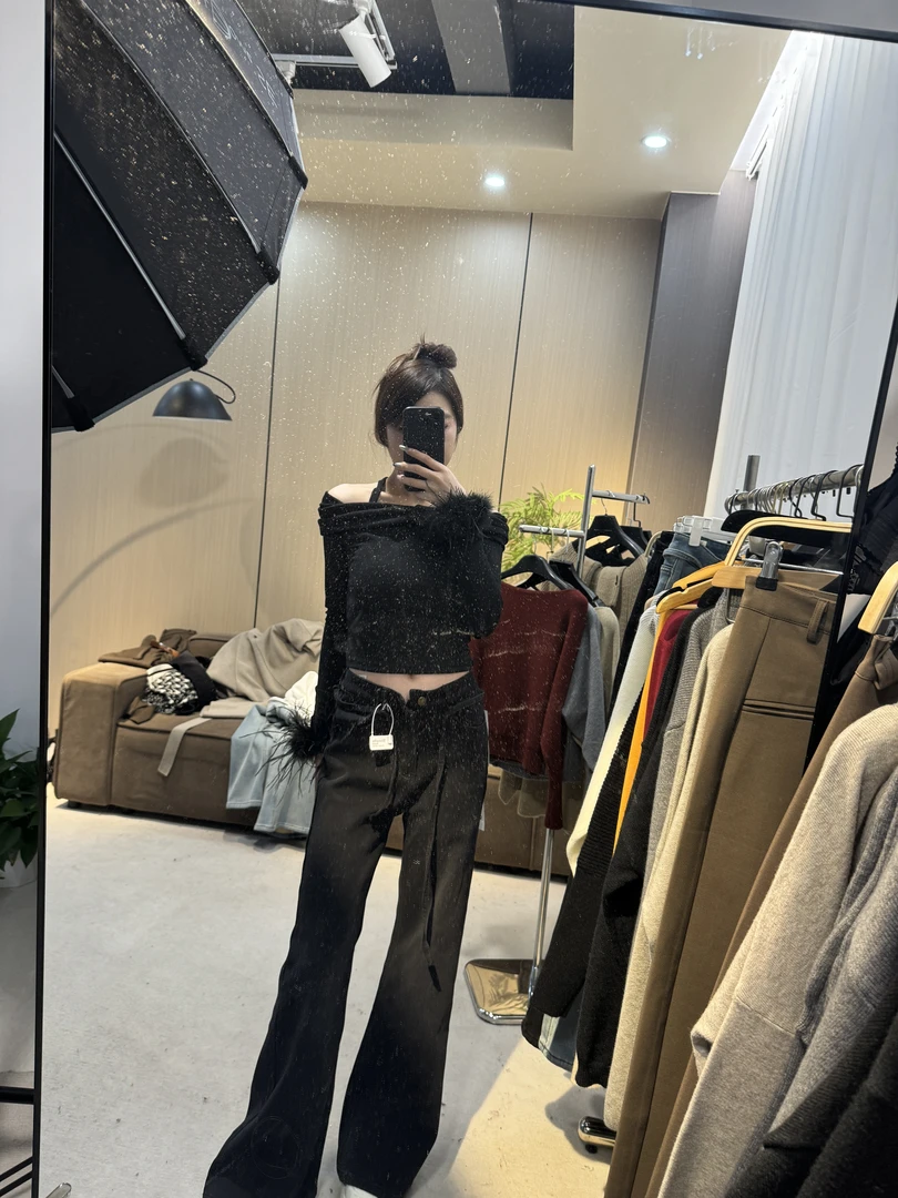 2024新款秋冬显瘦牛仔阔腿牛仔裤高腰气质休闲女款