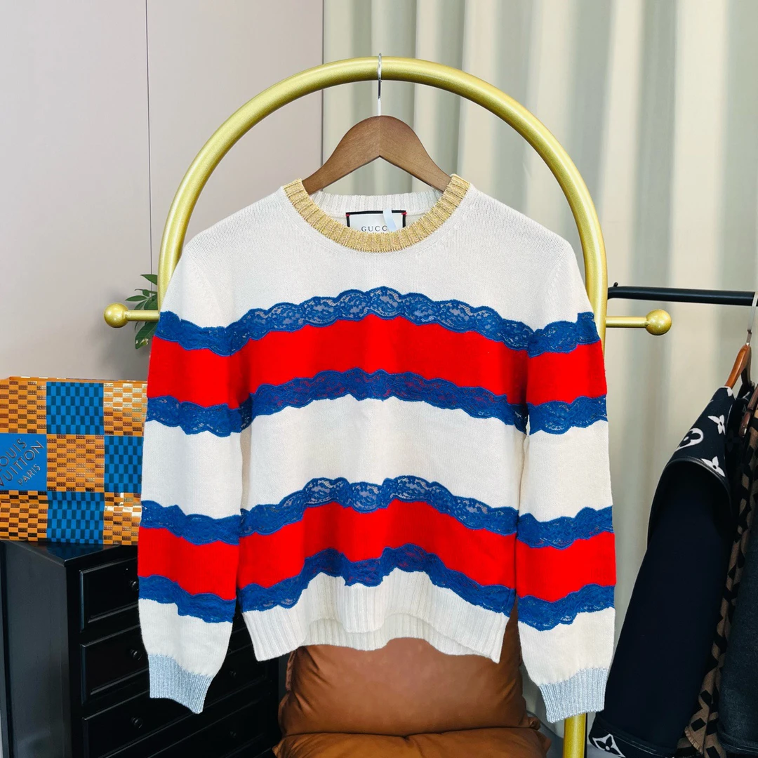 Gucci/古驰 红白蕾丝毛衣 s码/99新 无配件