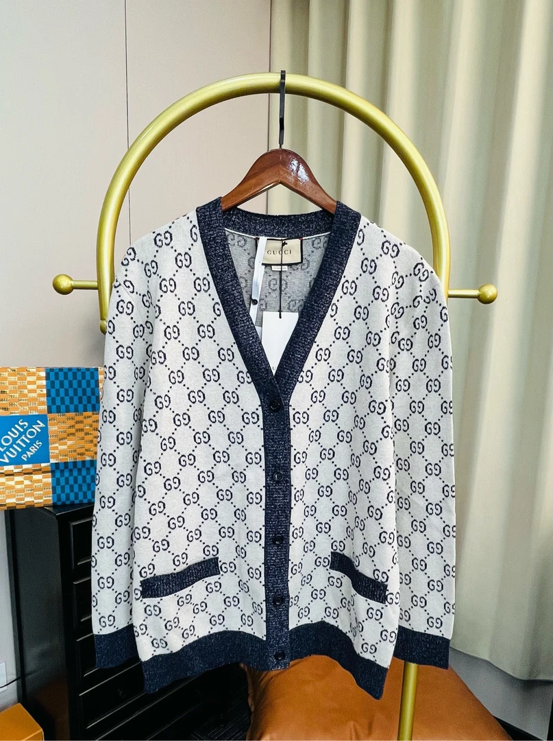 Gucci/古驰 银色满印开衫 s码/全新带吊牌