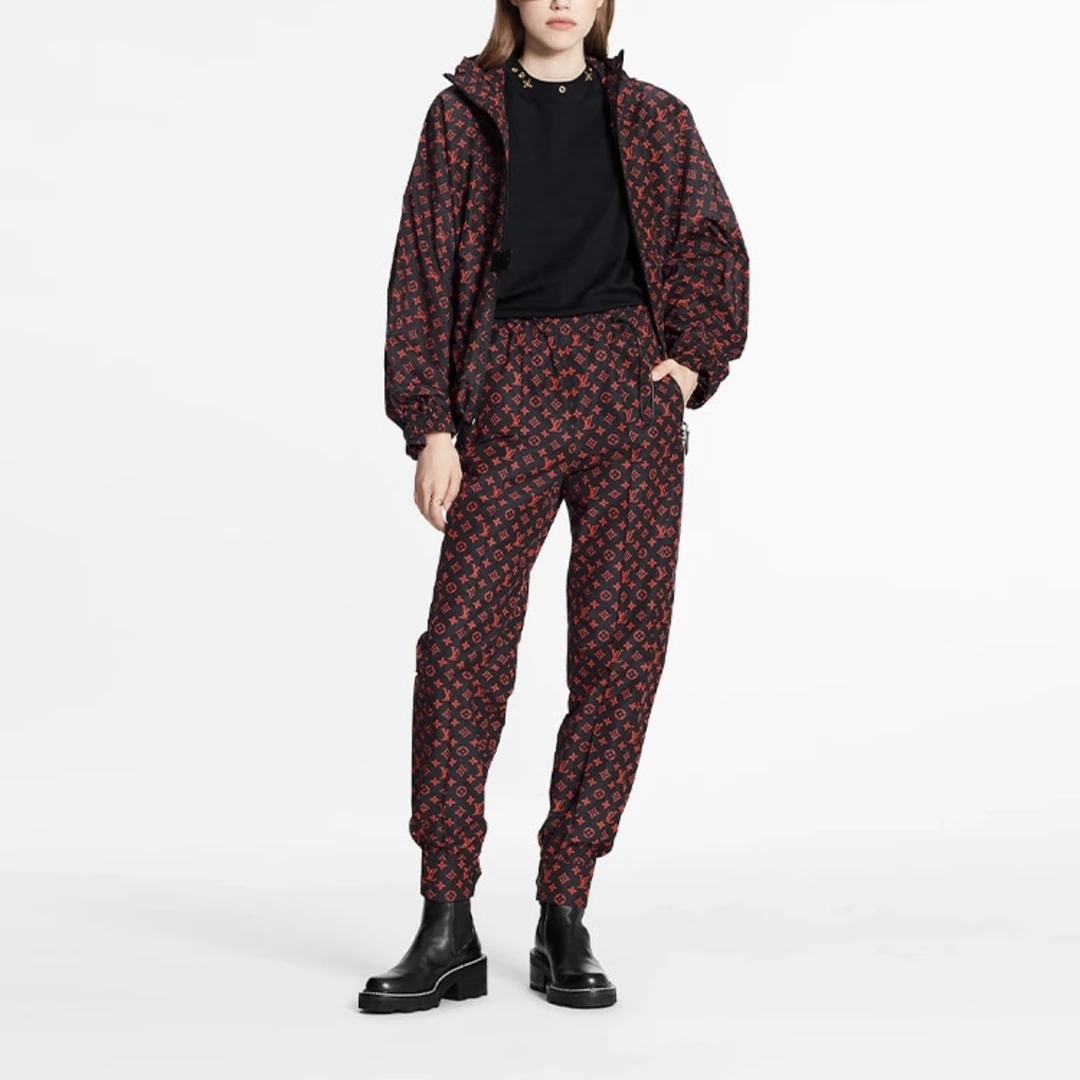 Louis Vuitton 黑红满印慢跑长裤 44码 99新