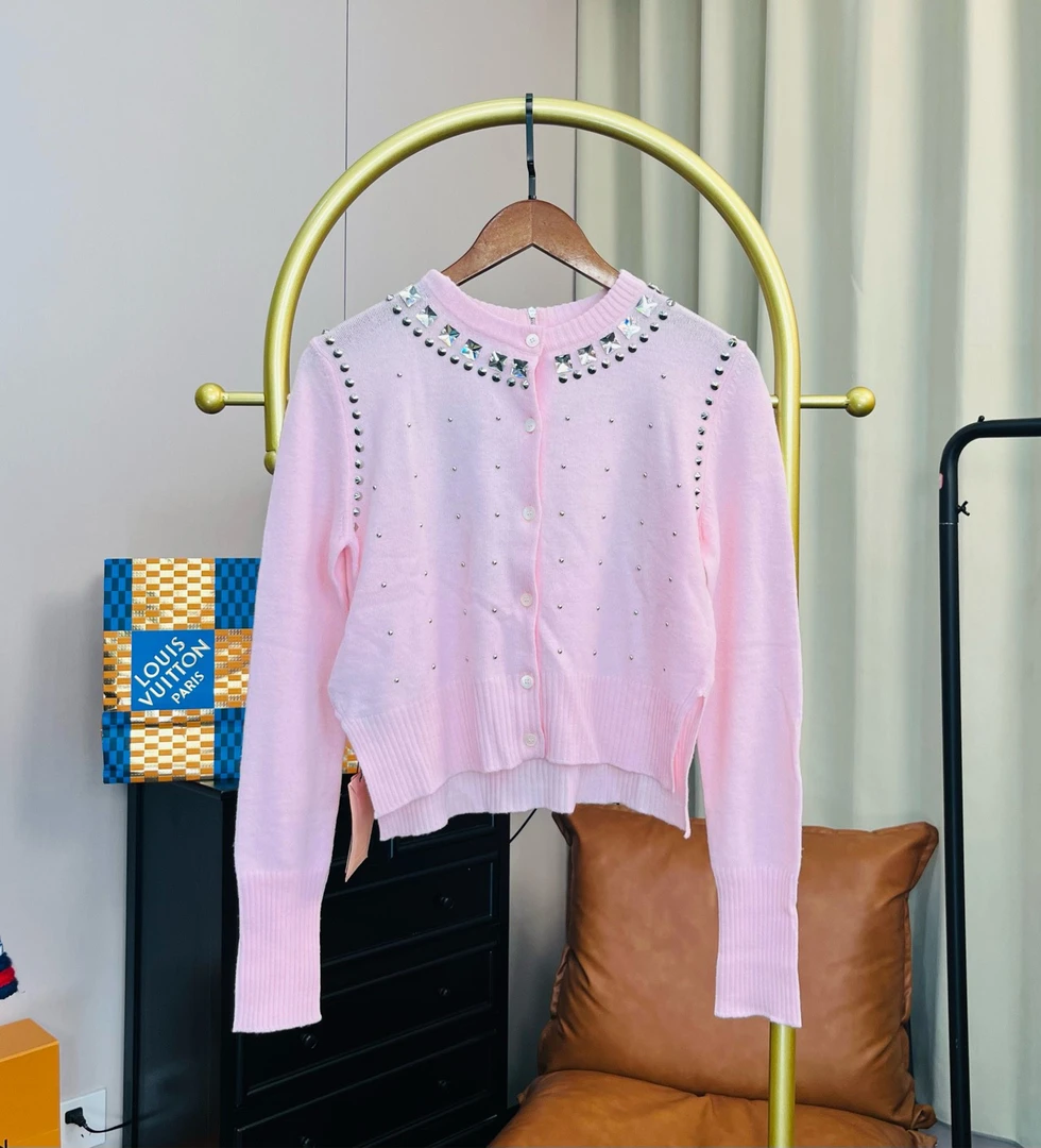 Miumiu/缪缪 水钻羊绒开衫针织开衫 全新带吊牌