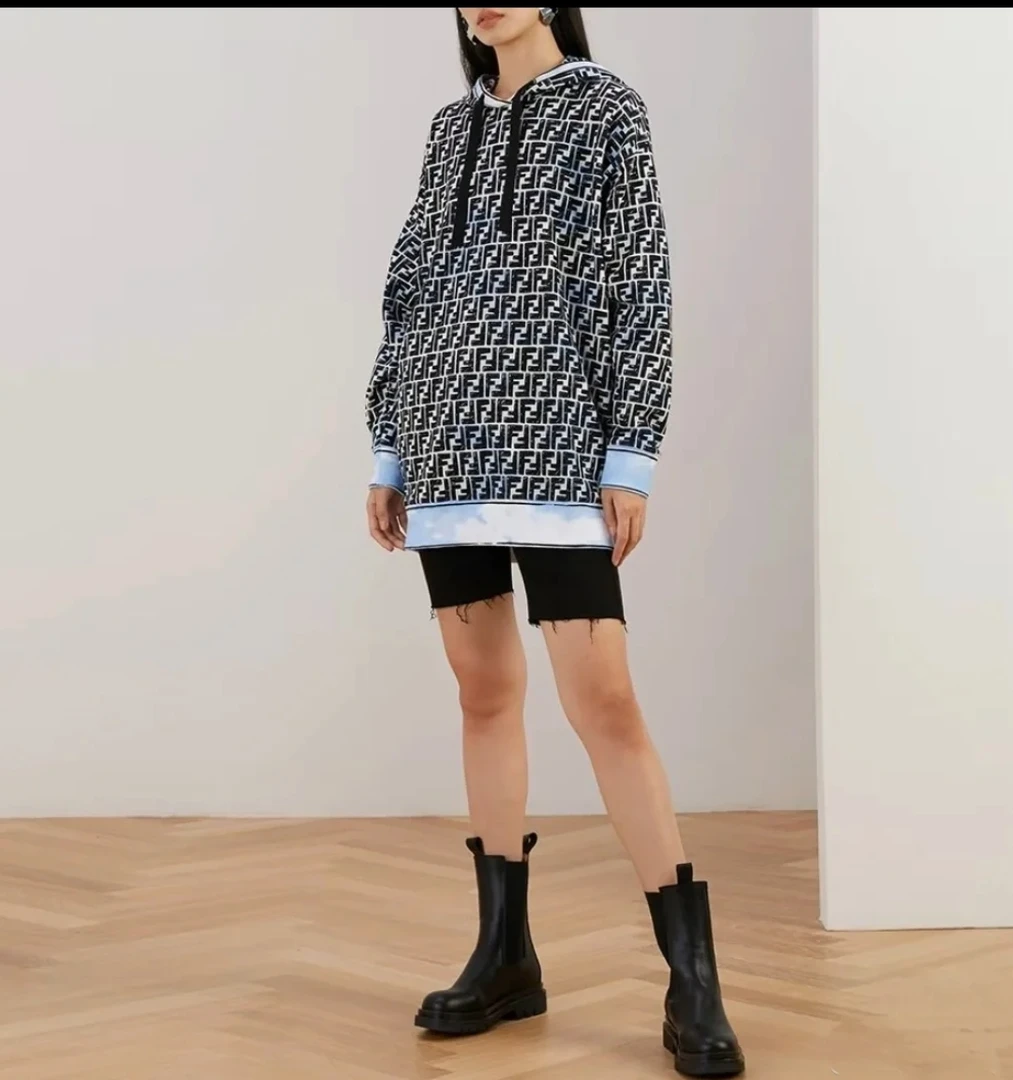 Fendi/芬迪 炫彩双F满印帽衫 L码 99新