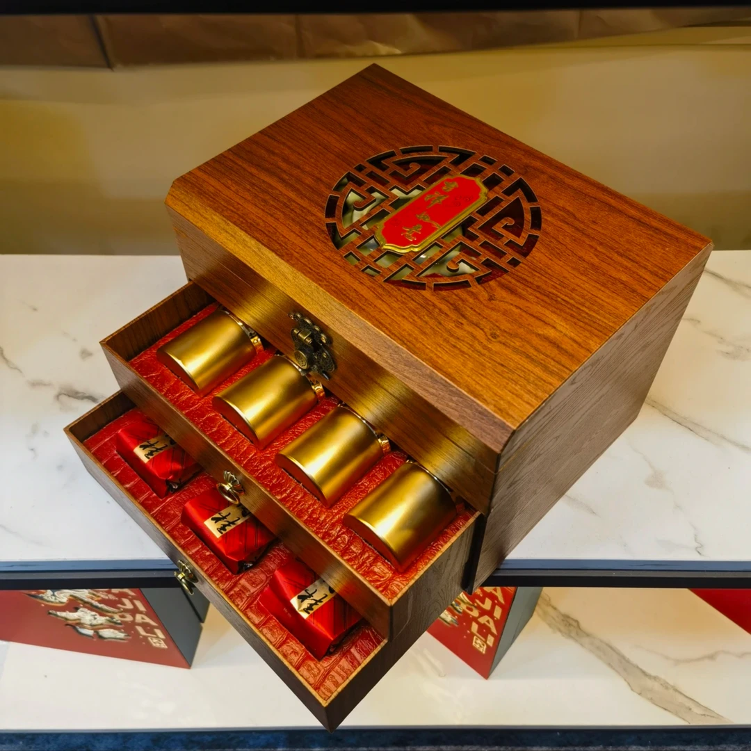 【吉祥如意】 武夷 红茶小种  岩茶肉桂  三层茶叶礼盒装
